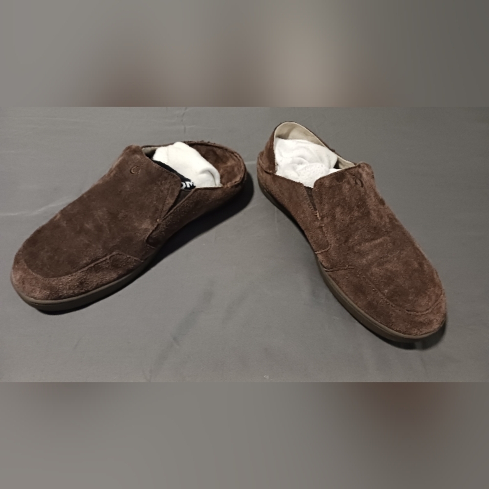 Olukai Men's Brown Suede Slip-On Shoes